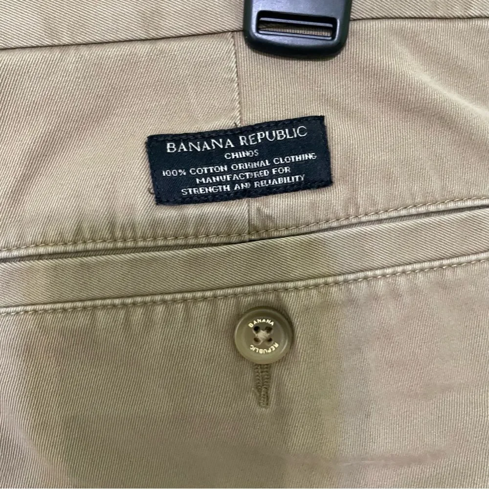 Banana Republic Gavin Cotton Chino Pants 35 x 32 Straight Leg Relaxed Fit Acorn